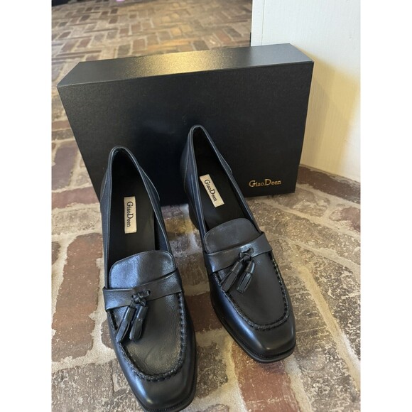 Giao Deen Leather Mid High Block Heel Square Toe Tassel Dress Pumps EU 42 /US 11 - Picture 3 of 14